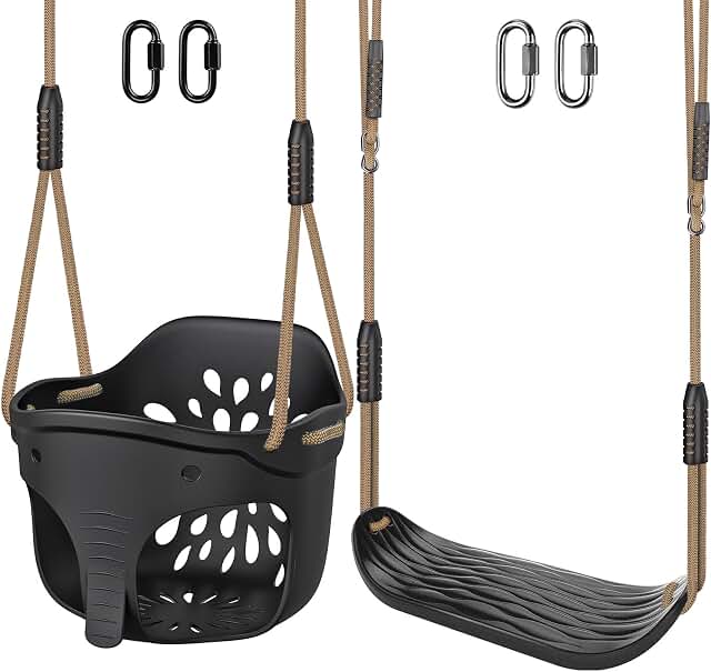 SELEWARE Black Toddler Swing Set