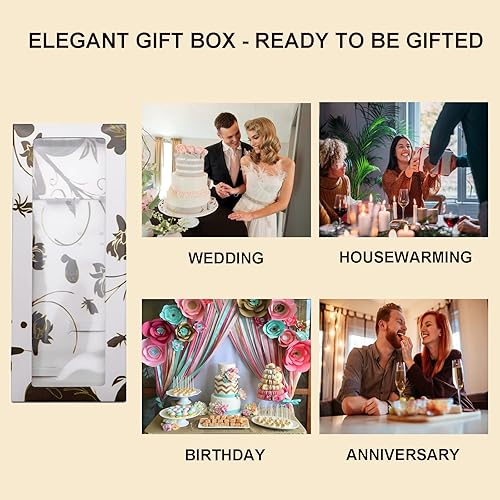 Miniatura 5 de Cuchillo y servidor para tartas  Elegante juego de cuchillos para tartas de boda, hoja de acero inoxidable y mango de cristal sintético acrílico