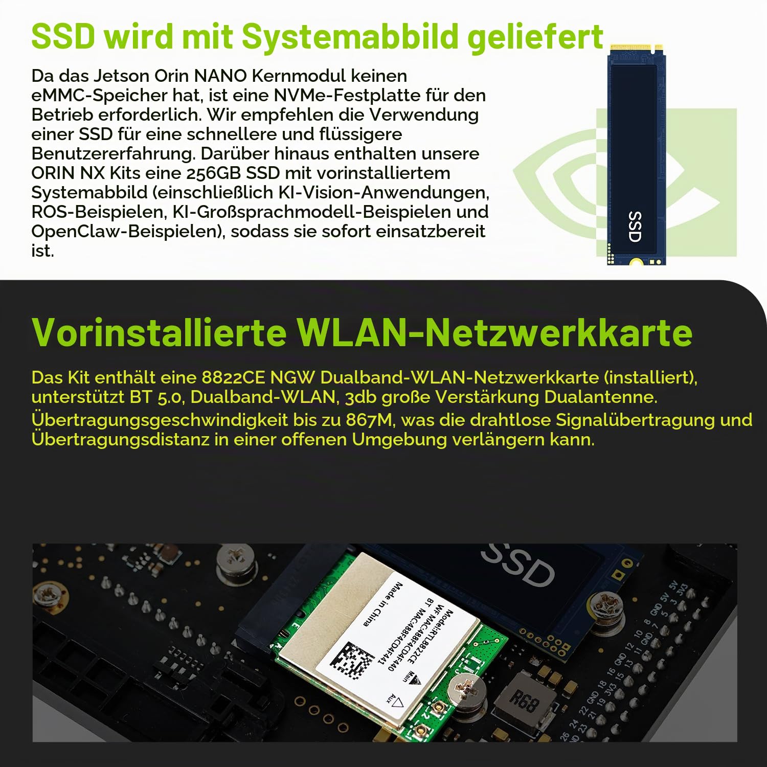 Yahboom Jetson Orin Nano Super 8GB AI Large Model Kit,67 Tops,256G SSD | IMX219 CSI Camera+Jetson Case +Development Board Ubuntu 22.04 ROS2 Data