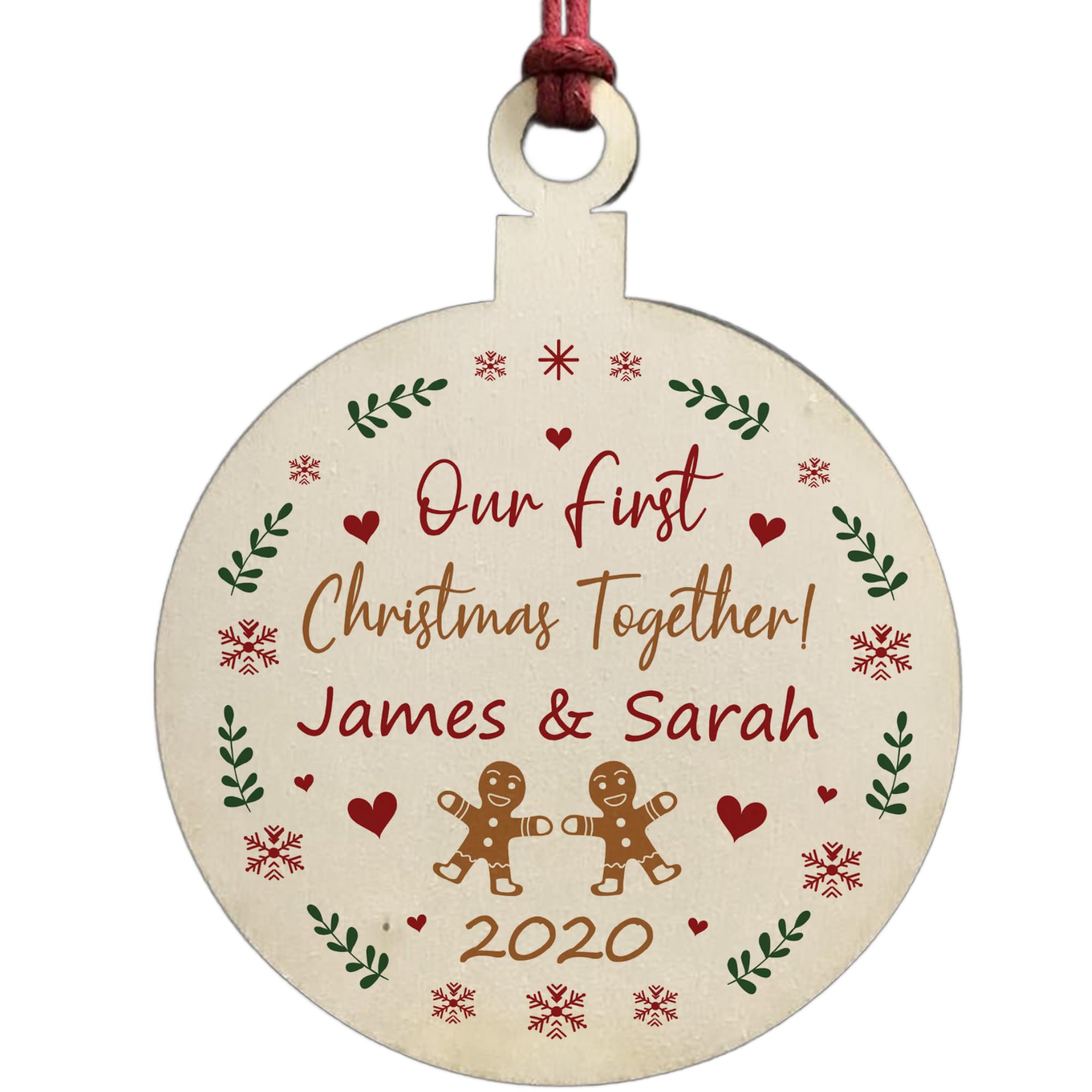 First Christmas Together Wooden Circle Christmas Tree Decor Couple Gifts Keepsake