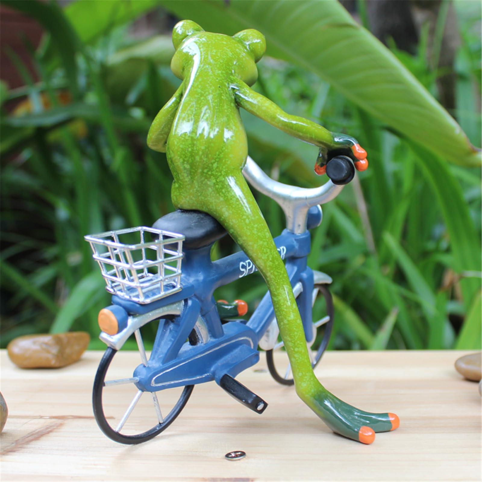 Amazon.co.jp: Queemie クリエイティブカエル ブルー 自転車 樹脂製