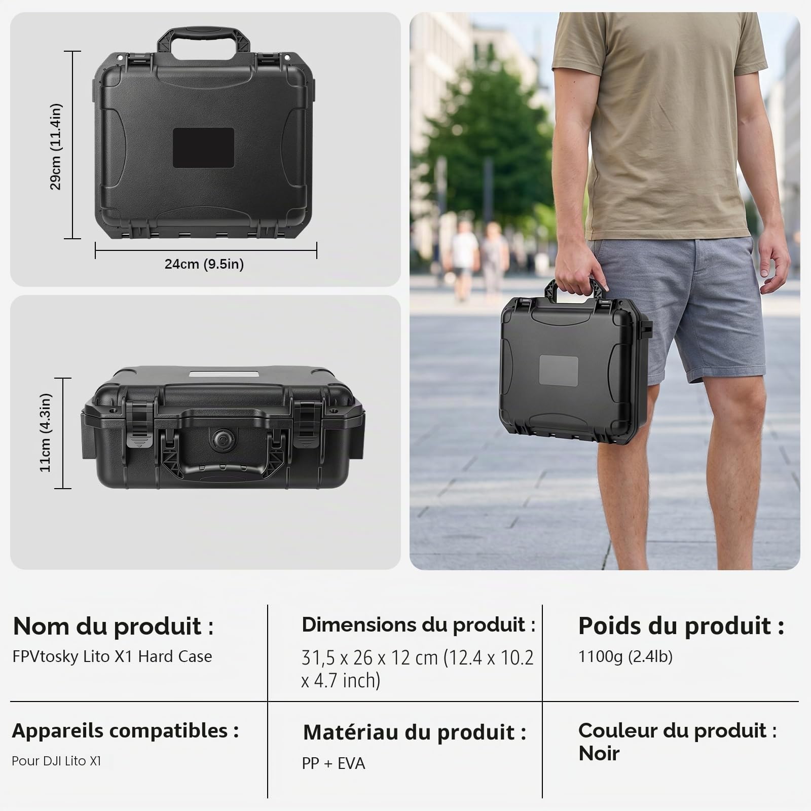 FPVtosky Coque rigide étanche pour Lito X1, Fly More Combo, compatible avec contrôleur RC 2, batterie, hub de chargeur et autres accessoires [étui uniquement]