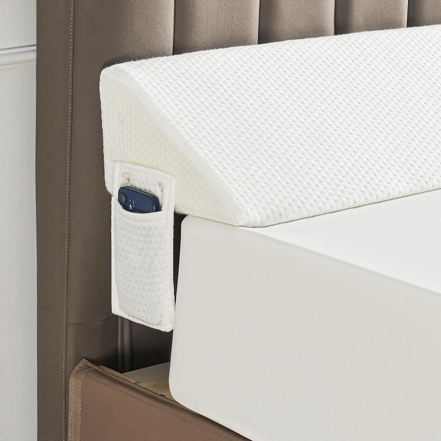 Materasso a cuneo per letto queen size Riempimento dello spazio per il cuscino con zeppa,con tasca laterale,cuscino della testiera per riempire lo spazio tra la testiera e il materasso (152*25*15 cm)