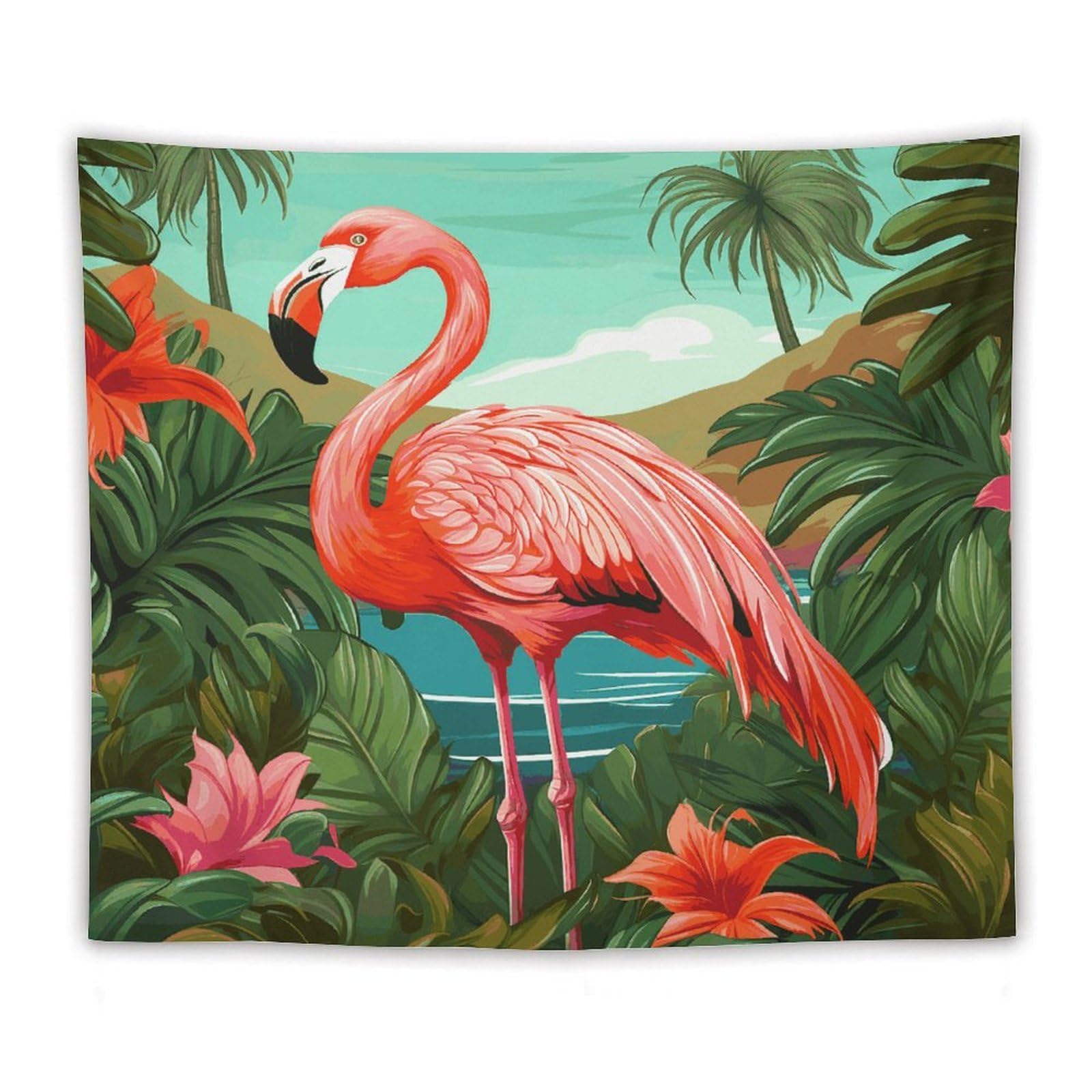LDGSUPH Tropical Flamingo Tapestry Wall Hanging Decor Anti-fading Aesthetic Wall Tapestries Fashion Wall Blanket Decor Modern Wall Art Tapestry for Bedroom Home Decor 50"x60"