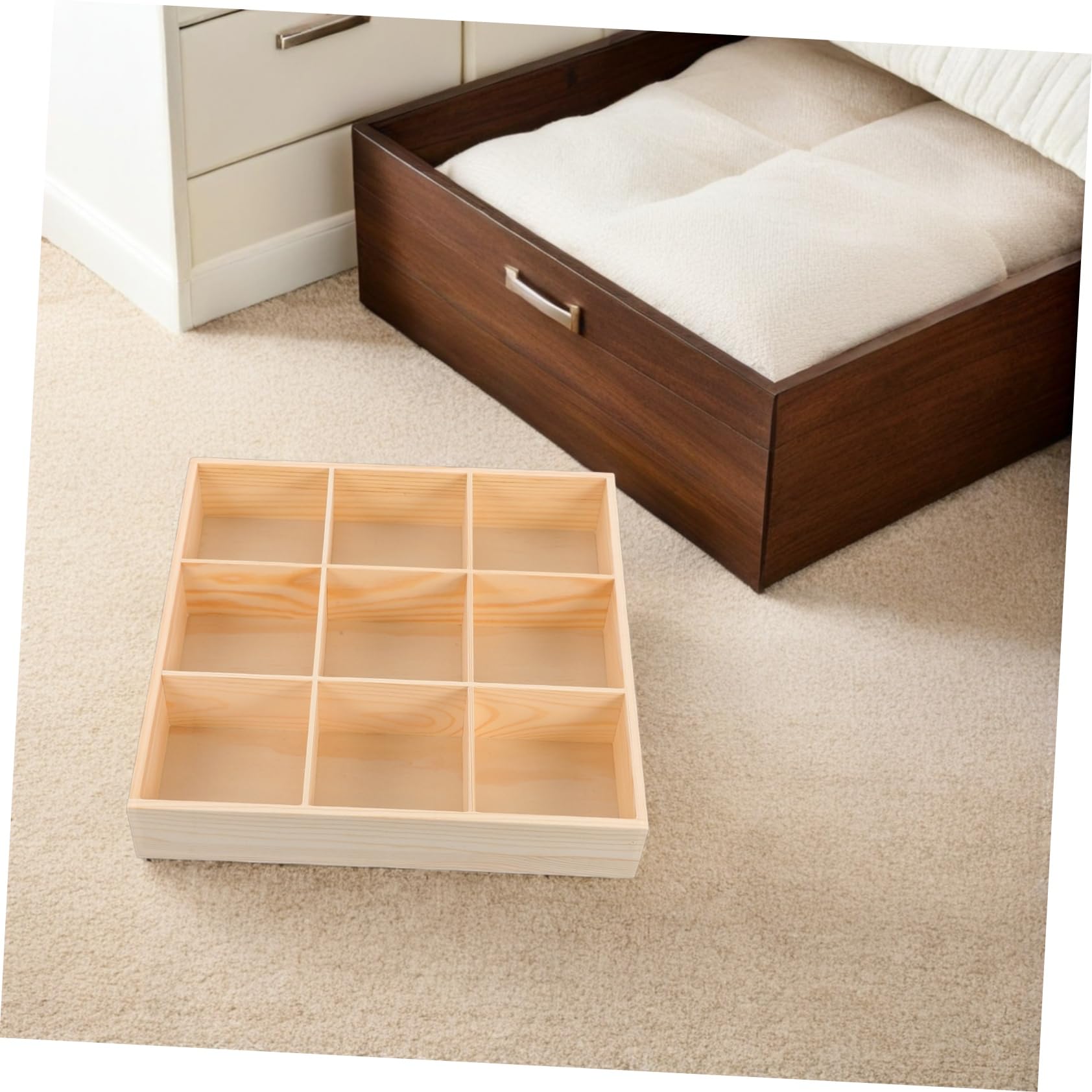 OUNONA 2 Stück Schubladenorganizer Aus Holz 9-fächer Sockenorganizer Für Kleinteile Kompakte Aufbewahrungsbox Für Unterwäsche Und Krawatten Im Kleiderschrank