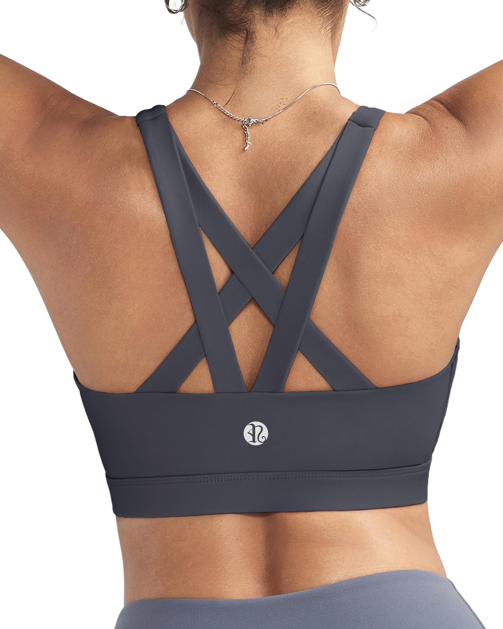 RUNNING GIRL Sports Bras for Women,Padded Strappy Sports Bras Criss-Cross Back Medium Support Sports Bras with Removable Cups