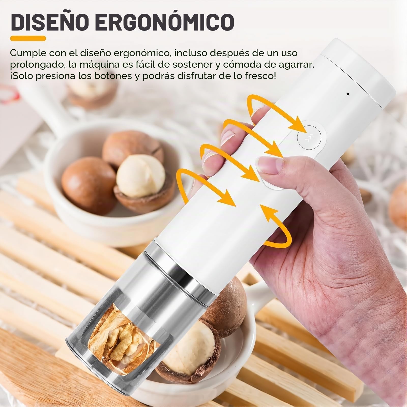 Cascanueces Eléctrico, Máquina Peladora de Nueces, Herramienta Multifuncional para Cascar Nueces, Nueces, Avellanas, Almendras y Nueces de Brasil White