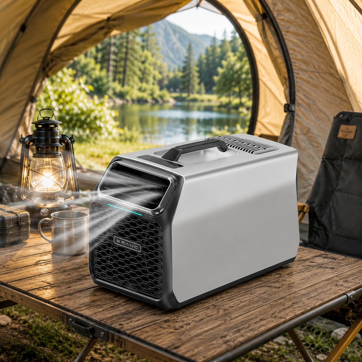 Portable Air Conditioner for Camping,3500 BTU Compressor Air Conditioner with Dehumidifier, Low Power 520W,Quiet Sleep Mode,Remote Control,Portable Cooling Unit for Camping, Vanlife, RVs Silver