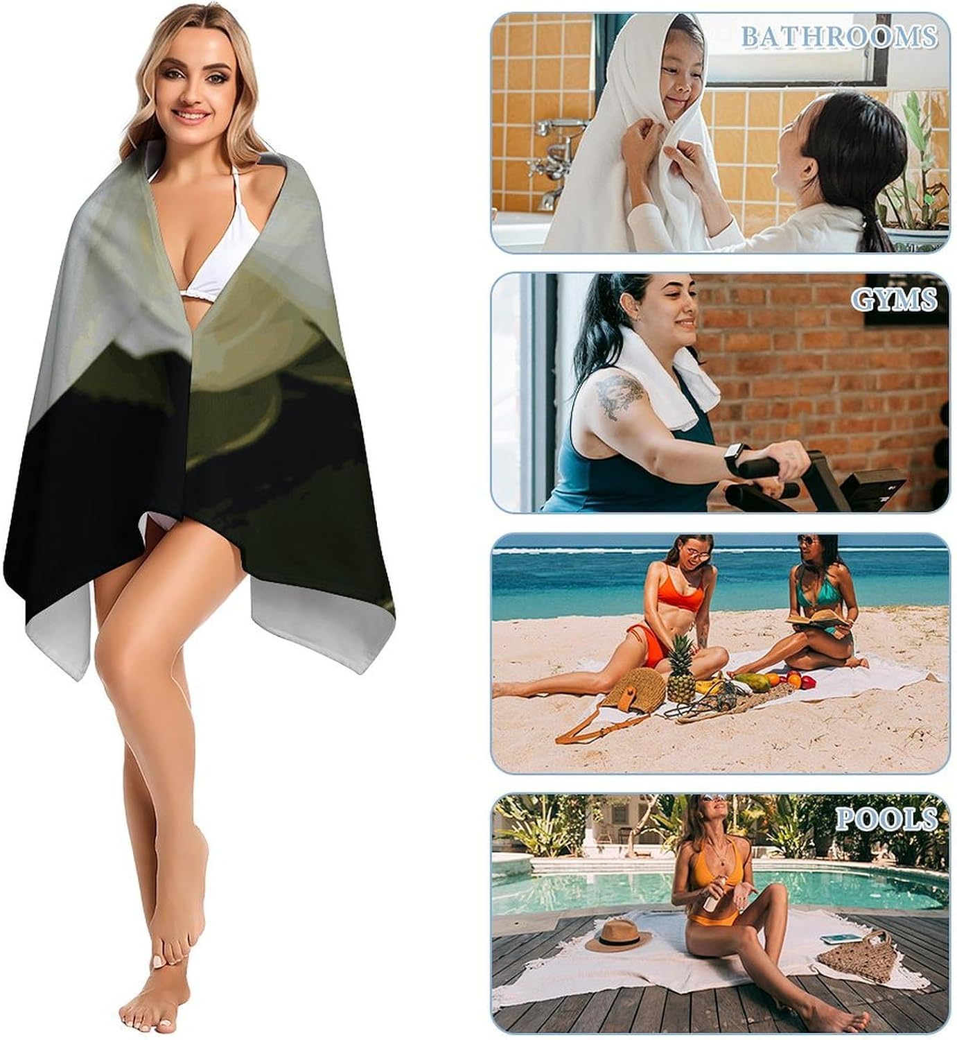 White Rose Oversized Beach Towel Set 31x 61 in image 5