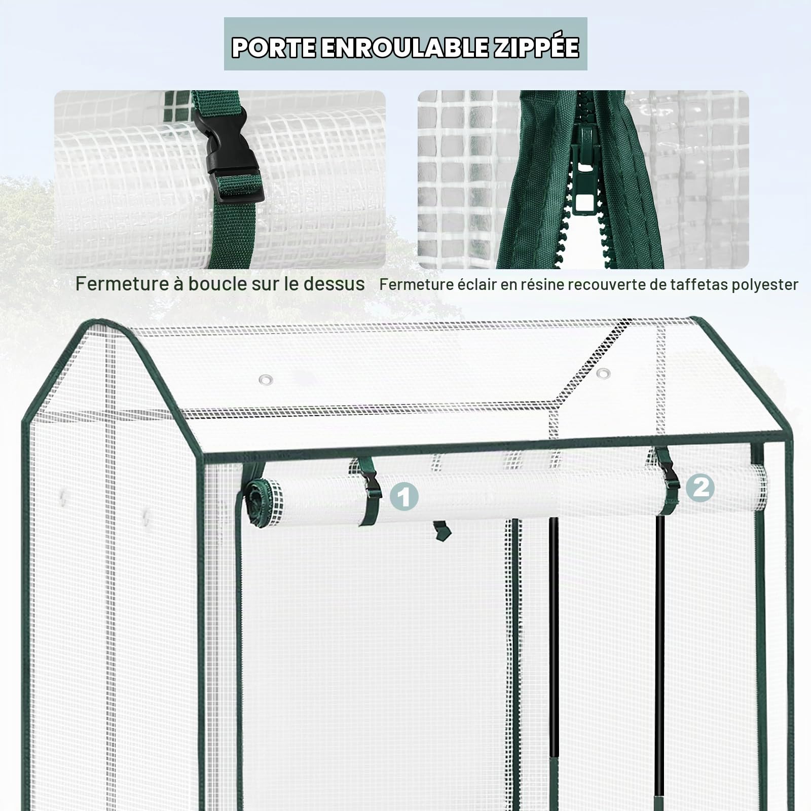 WOLTU Serre de Jardin Tipi, Porte Zippée, Blanc, pour Tomates