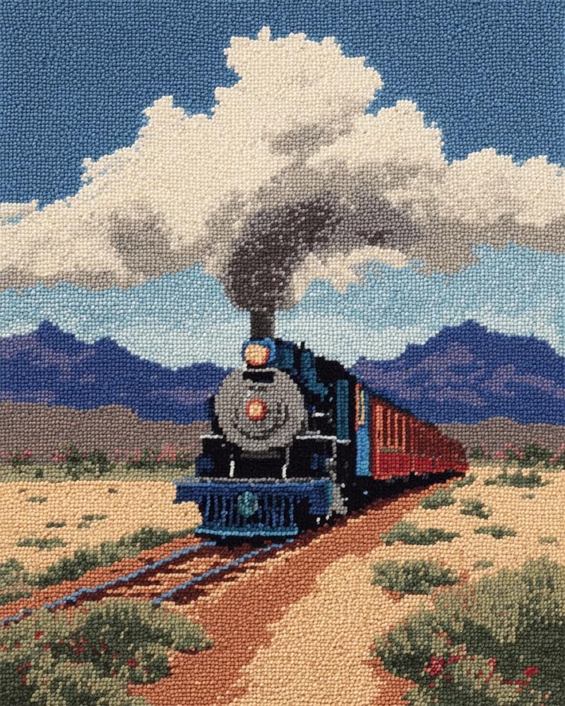 FWRTYCB Latch Hook Kits Rugs,Vintage Steam Train