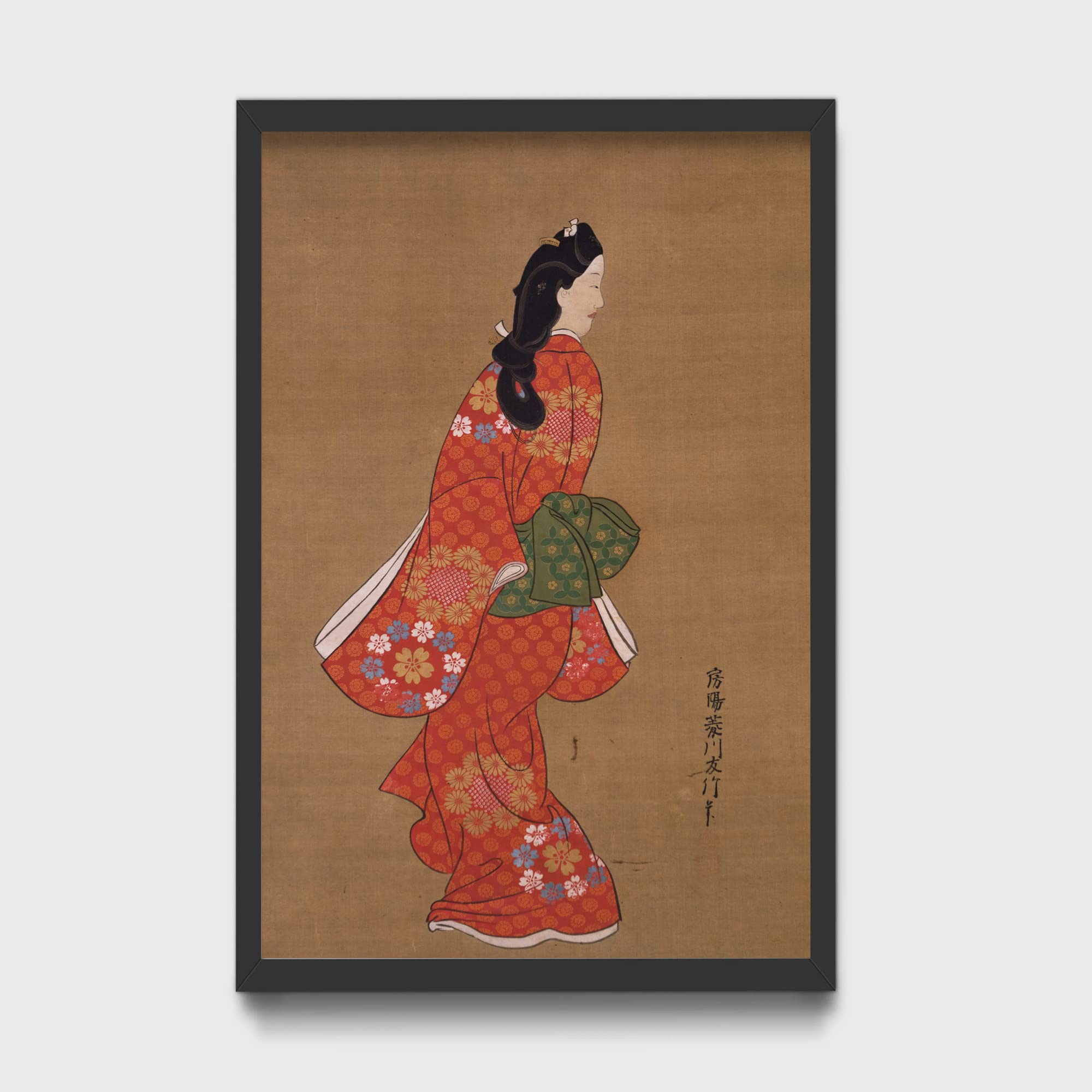 Amazon.com: Ready to Hang in A4 Frame - Hishikawa Moronobu