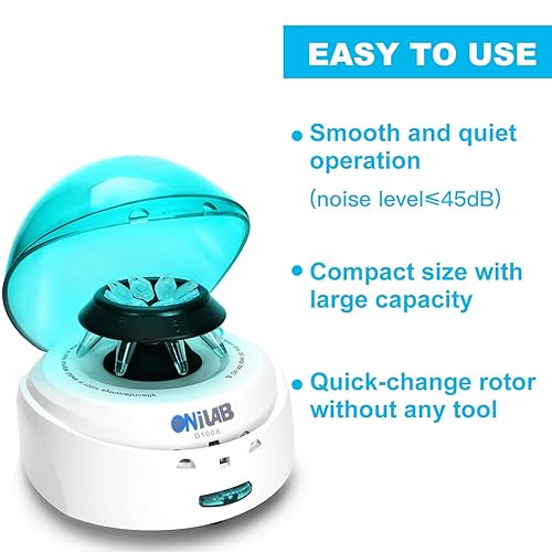 Miniatura 3 de ONiLAB Scientific Mini centrífuga 5000RPM, 1360 x g RCF, centrífuga de mesa de laboratorio con 2 rotores para 8 tiras de PCR de 0.20.51.50.1 fl oz y