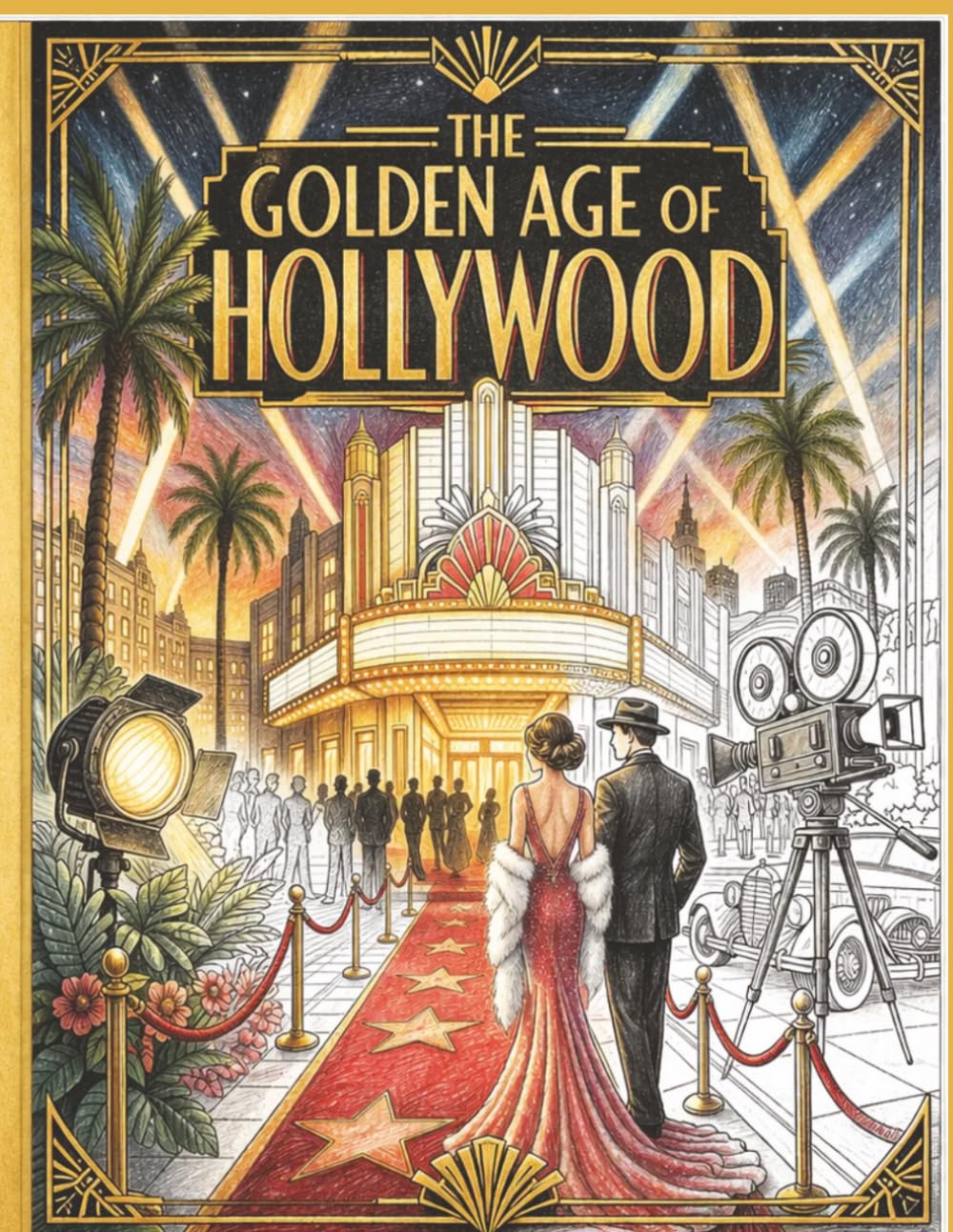 The Golden Age of Hollywood: Classic Cinema Coloring Book for Seniors: 45 Bold and Easy Illustrations of Old Hollywood Glamour, Nostalgic Movie Stars, and Retro Film Scenes