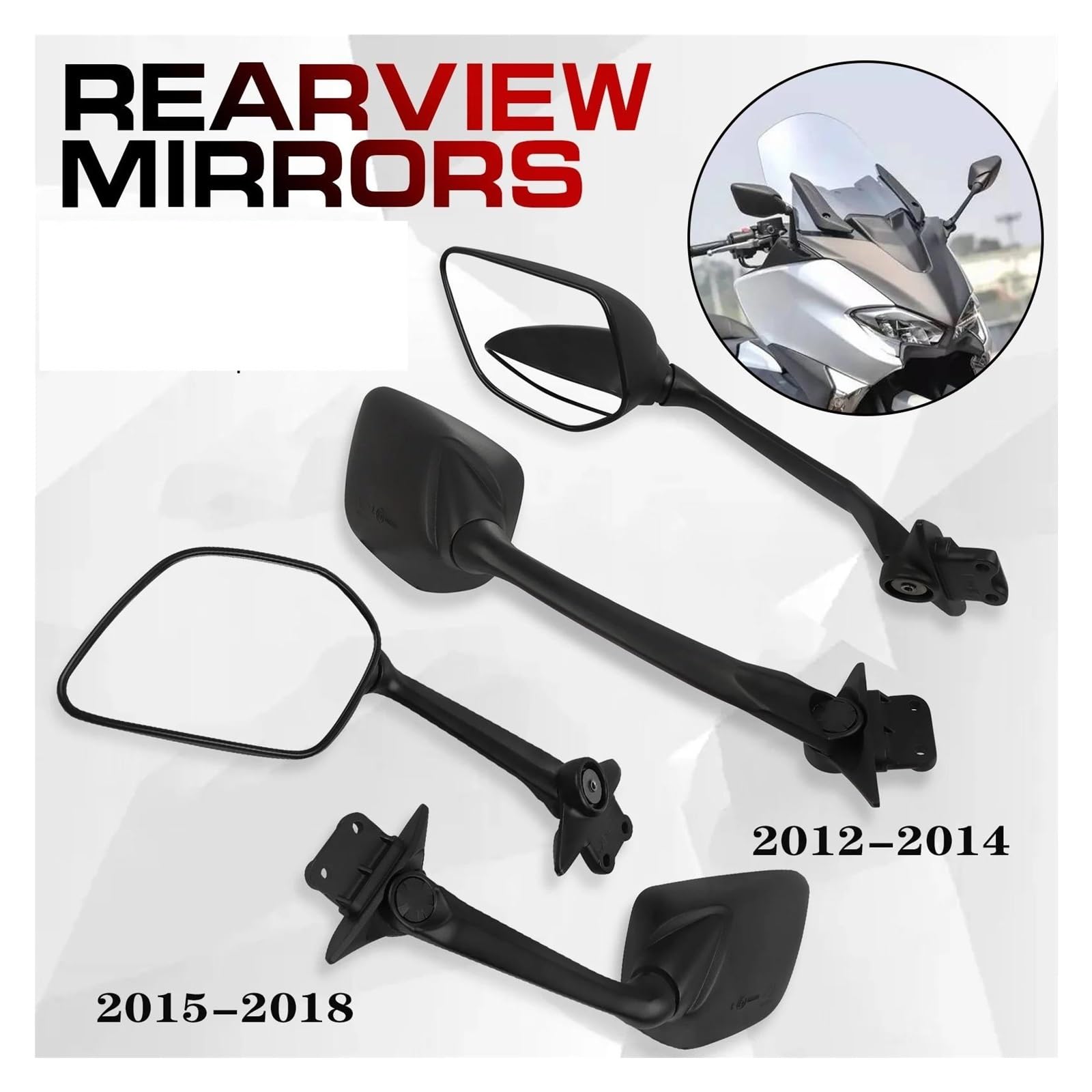 rétroviseur moto avec support Pour Yamaha TMAX 530 T-MAX Pour TMAX530 Pour T MAX530 2012-2018 Rétroviseur Moto Rétroviseurs Latéraux(2015-2018)
