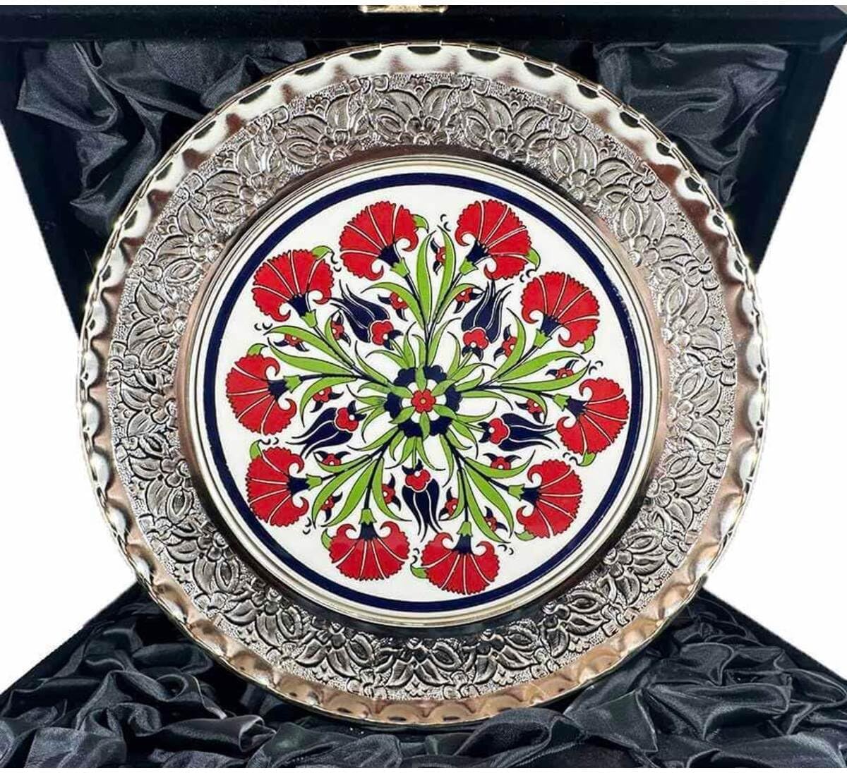 Business Partnership Gift 10 inch Decorative Ceramic Plate, 925 Sterling Silver Plated, Wall Hanging or Tabletop Display, Includes VIP Wooden Box and Stand, Prestigious Corporate Present - Standard