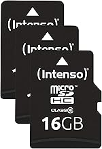 Intenso microSDHC 16GB Class 10 Speicherkarte inkl. SD-Adapter, schwarz (Packung mit 3)