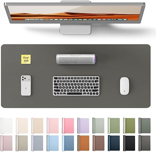 Miniatura 77 de YSAGi Protector de escritorio de piel, alfombrilla de oficina, alfombrilla grande para ratón, alfombrilla antideslizante de piel sintética, Azul