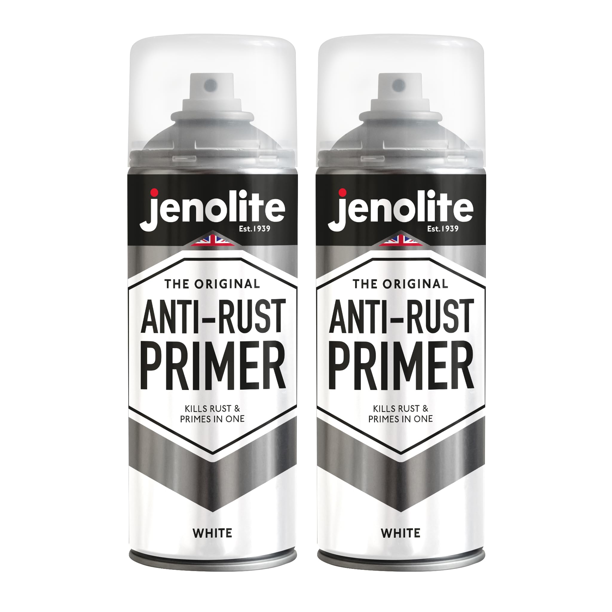 Jenolite White Anti-Rust Spray Paint | | 2X400ml | High Performance Metal Primer | Rust & Corrosion Protection | For Cars, Radiators, Garden Furniture & More