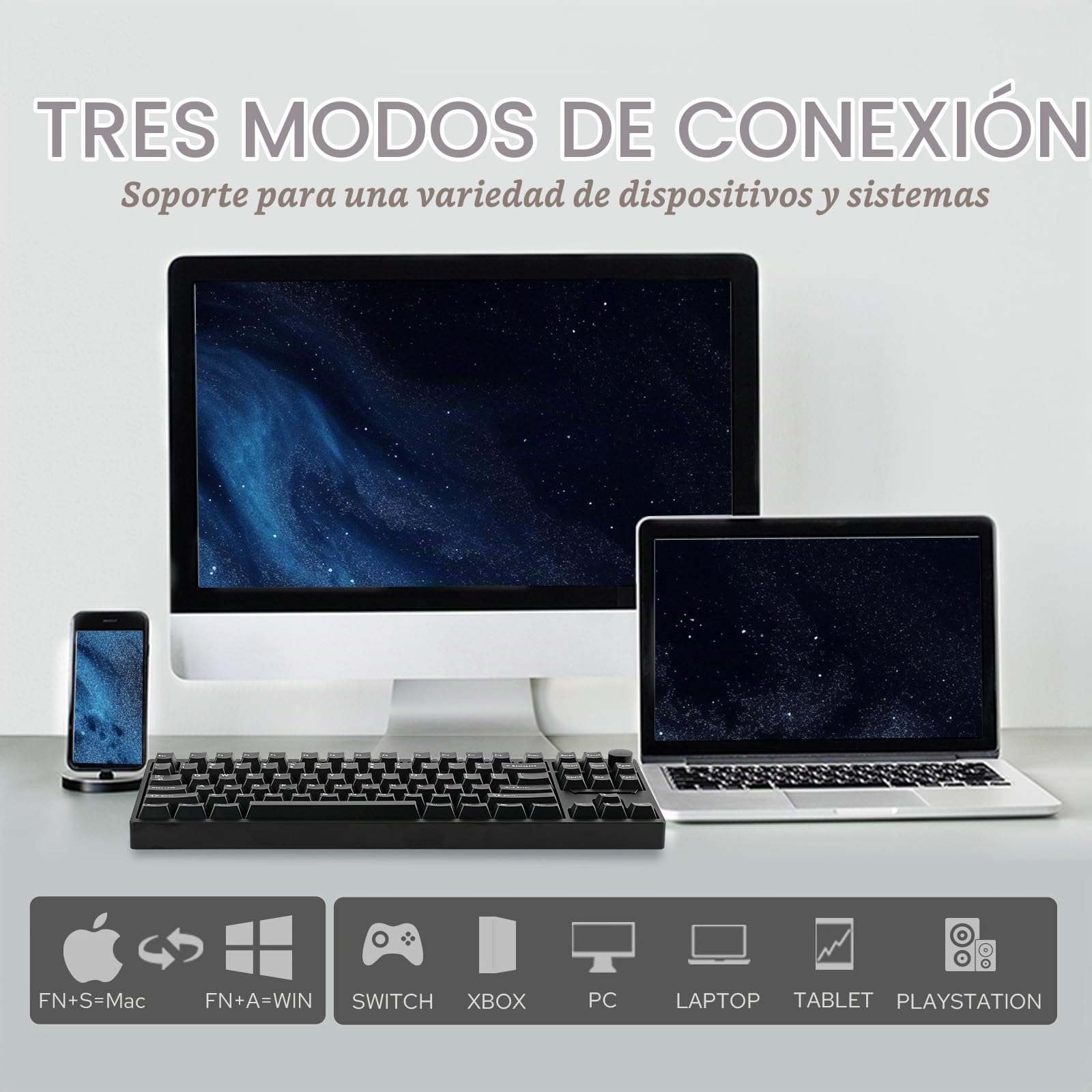 EPOMAKER P87 Teclado Mecánico Inalámbrico de Aluminio para Juegos, Programable con QMK/Via, Diseño 87% US, Bluetooth/2.4Ghz/USB-C, con Perilla de Metal CNC y RGB (Negro, Zebra Linear)