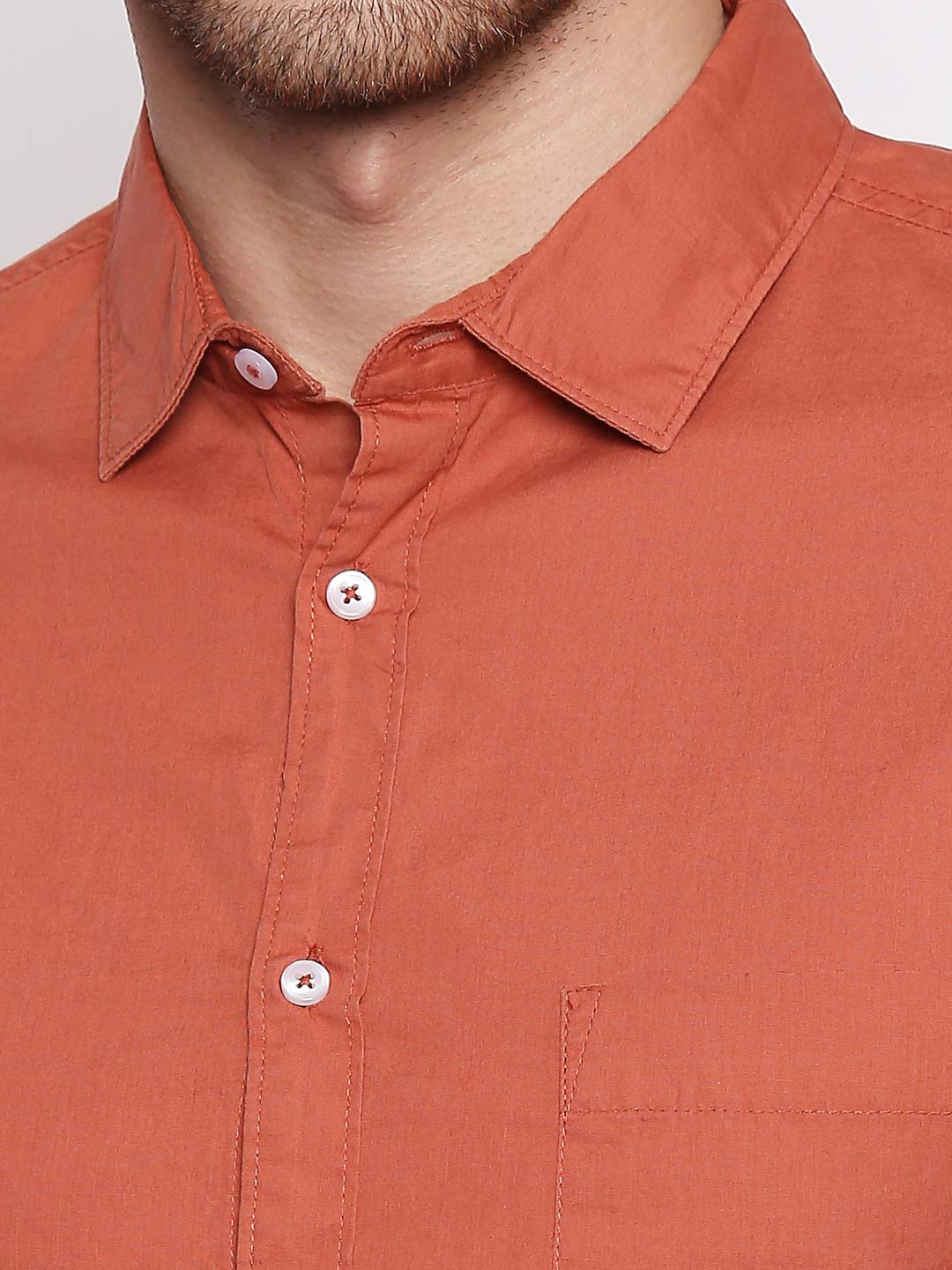 Dennis Lingo Men's Solid Dusty Orange Casual Shirt (C301_Dusty Orange_XL)