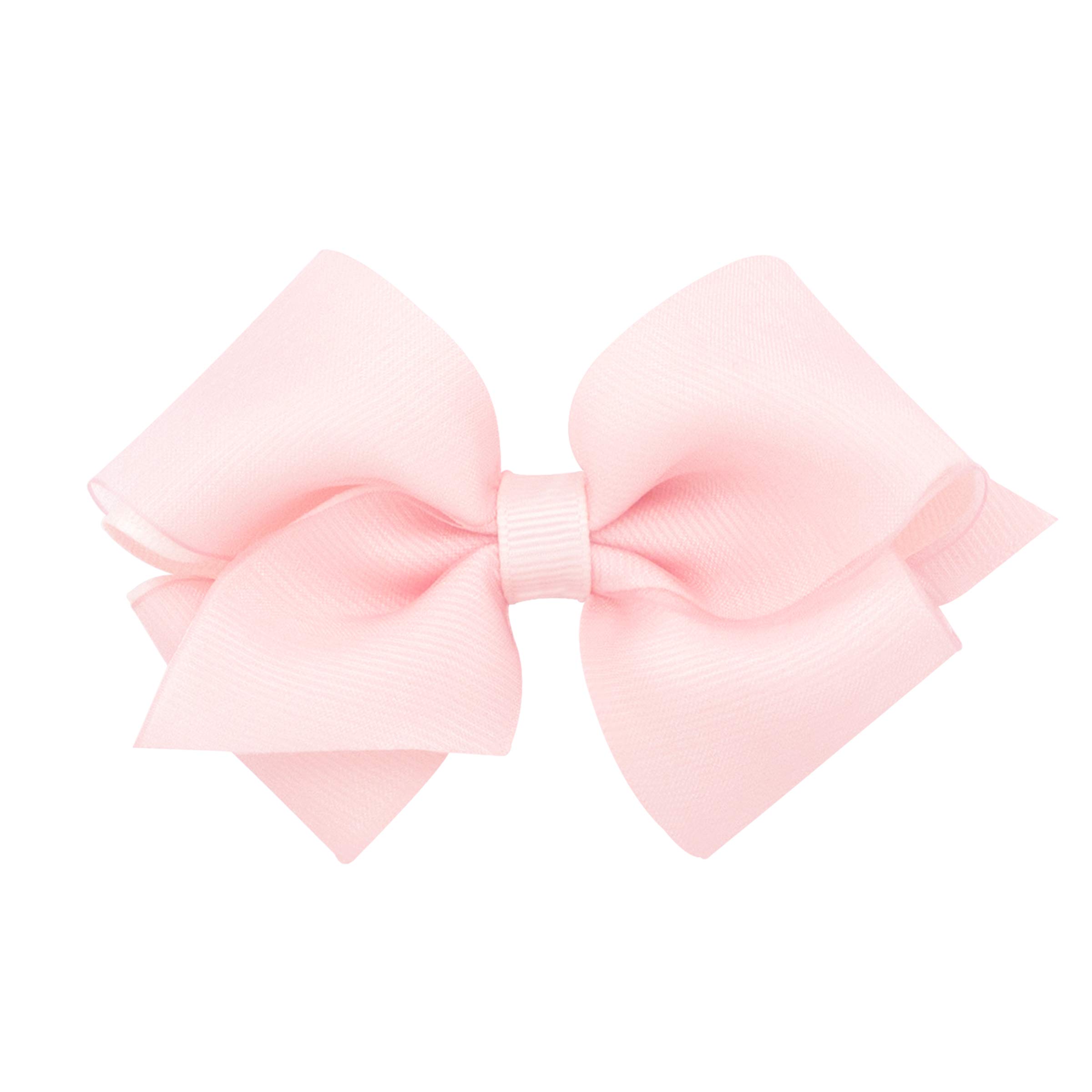 Wee OnesGirls' Grosgrain Hair Bows with Organza Overlay on a WeeStay Clip, Extra Small, Light Pink