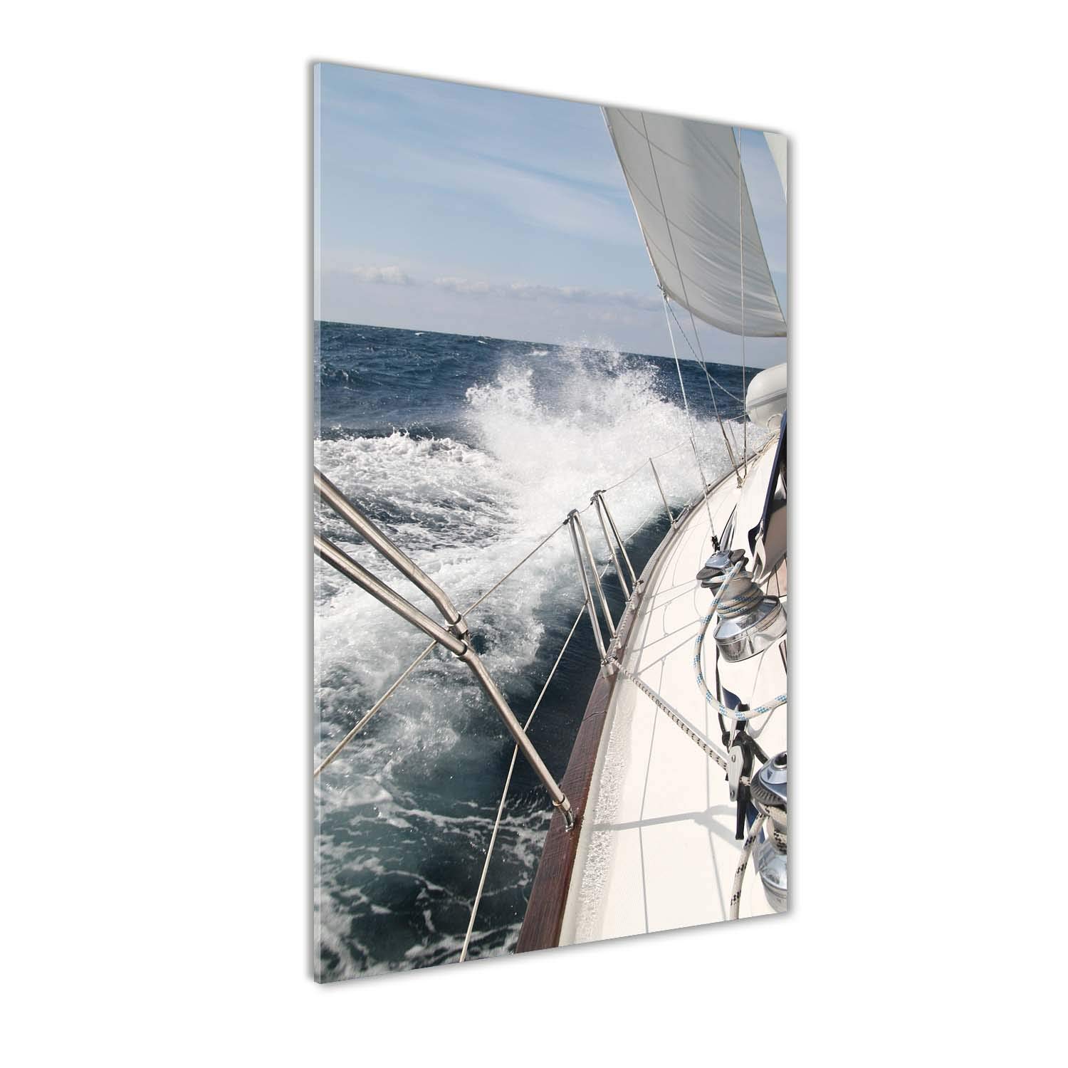 Impression sur verre acrylique 50x100 tableau mural déco yacht bleu Tulup