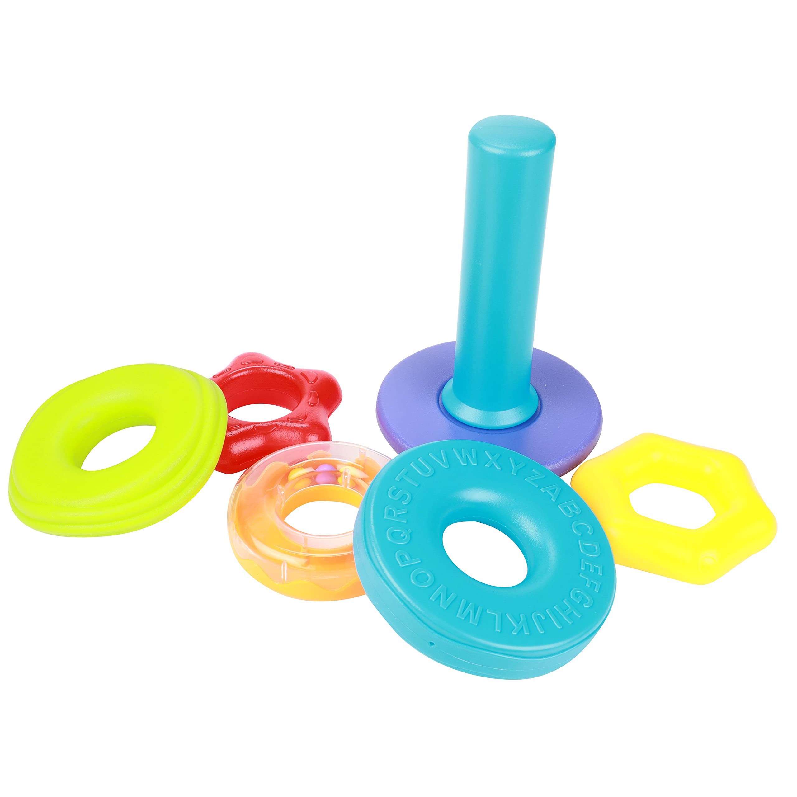 Toi-Toys Little Stars, torre impilabile, 6 pezzi, impermeabile, gioco impilabile, Montessori, giocattolo per vasca da bagno, dai 6 mesi in su
