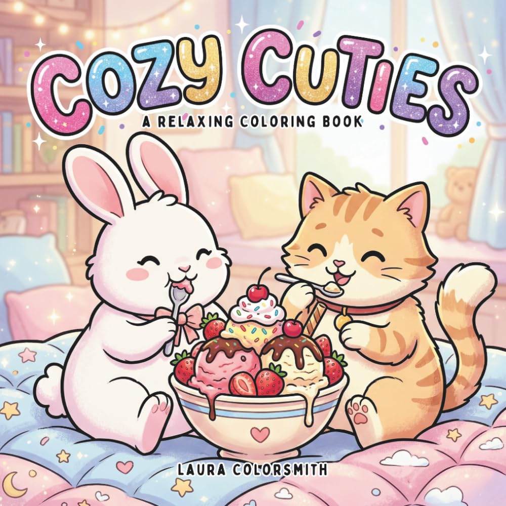 Cozy Cuties – A Relaxing Coloring Book: Hygge-Inspired Coloring Book with Adorable Animals and Easy, Relaxing Illustrations