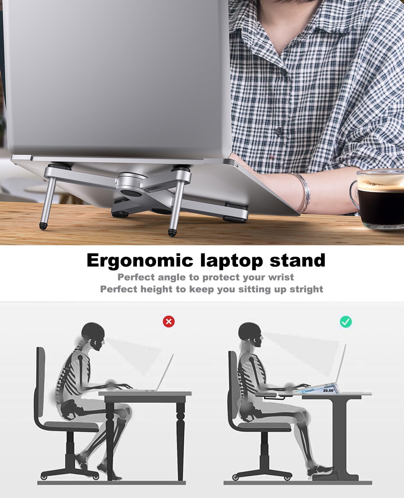 YICOSUN X składany stojak na komputer antypoślizgowy uchwyt na laptopa (X1-srebrny)