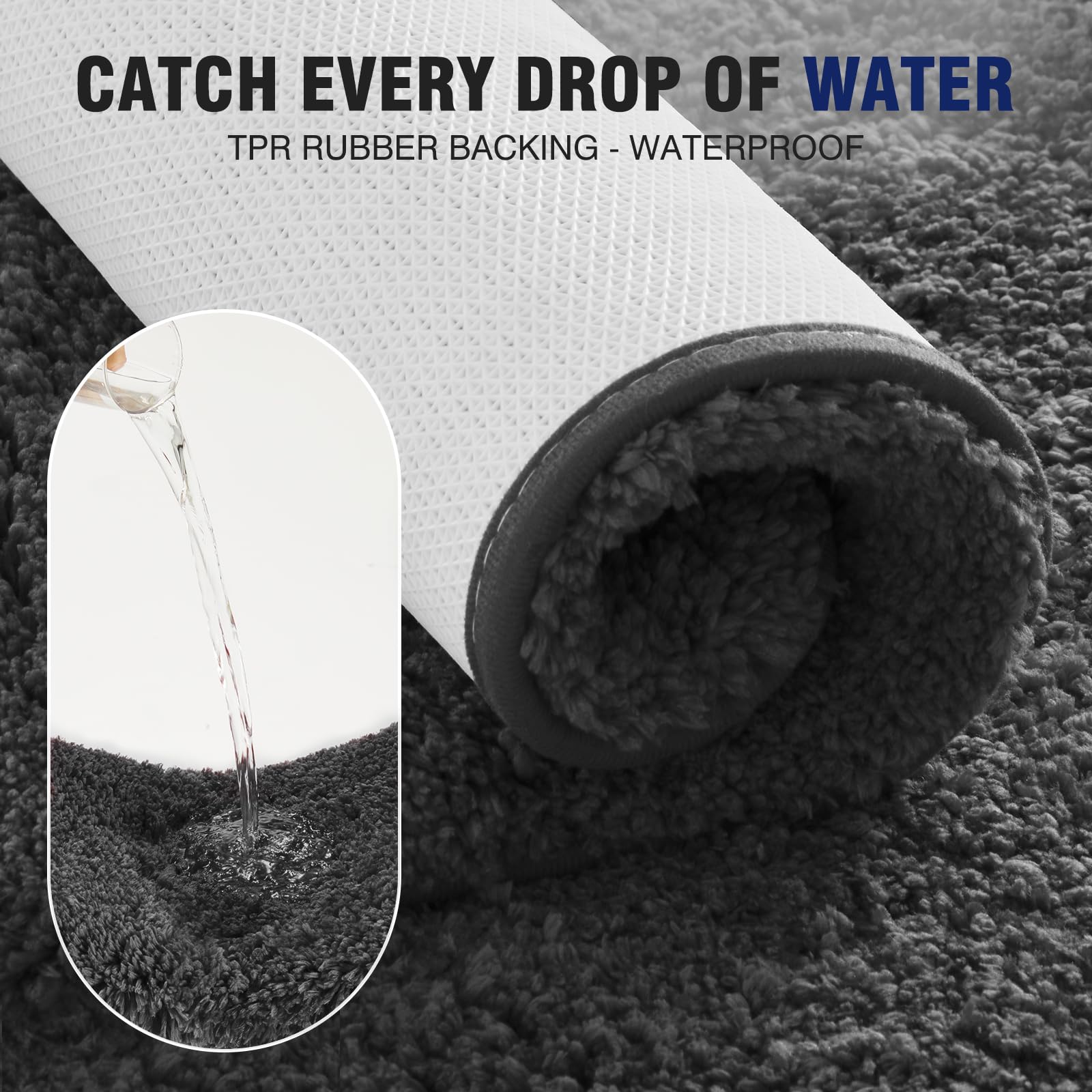 Amazon | TECHMILLY U字型スーパーソフトシャギーバスルームラグ、吸収