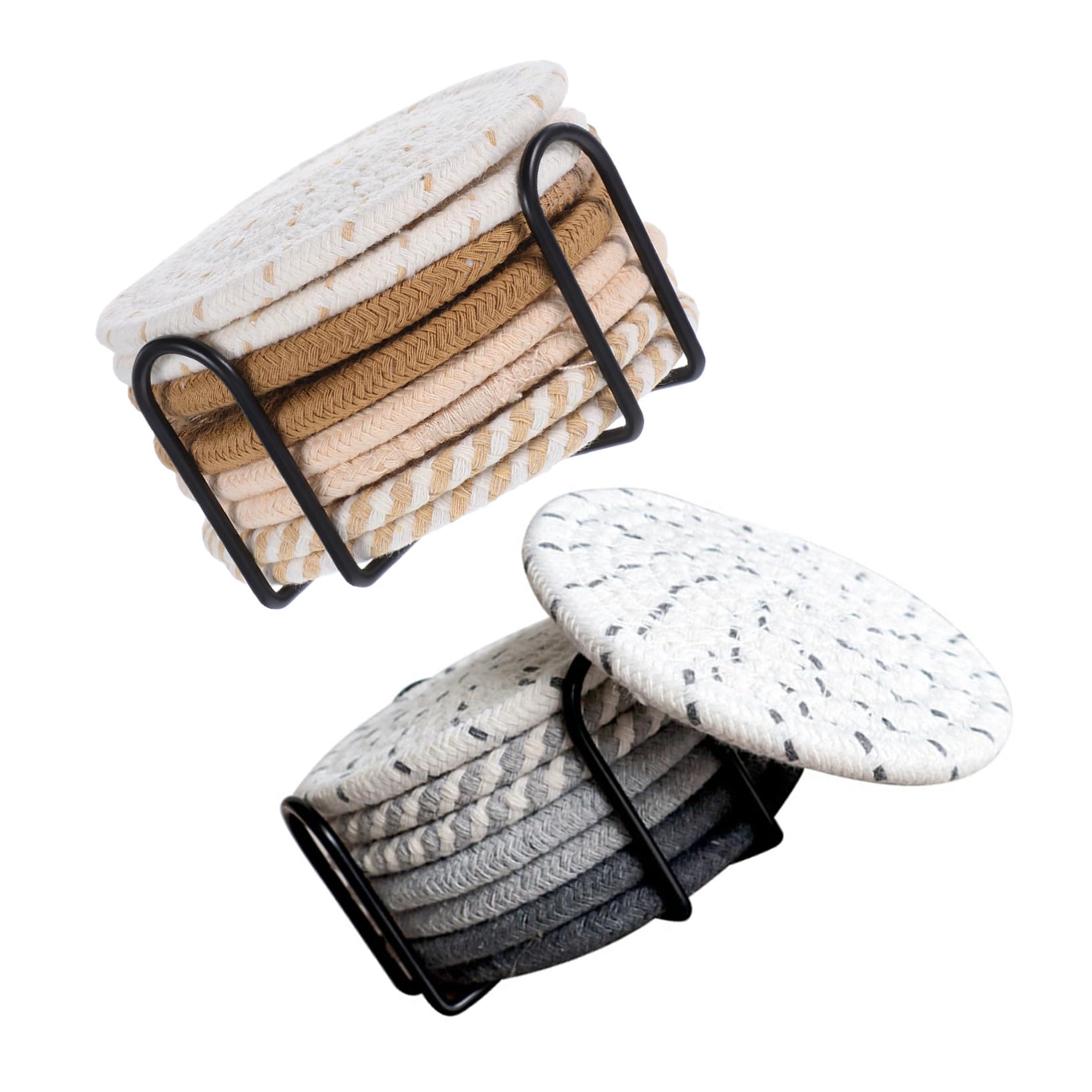 Dessous de verre absorbants tressés avec support COLLBATH pour verres et tasses