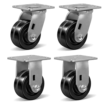 4"x2" Heavy Duty Casters,Industrial Casters- Set of 4 with Strong Capacity 3600 LB, High Temperature Resistance -50F to +250F. Use for Dollies, Workbench 4 inch, 2 Swivel &2 Rigid