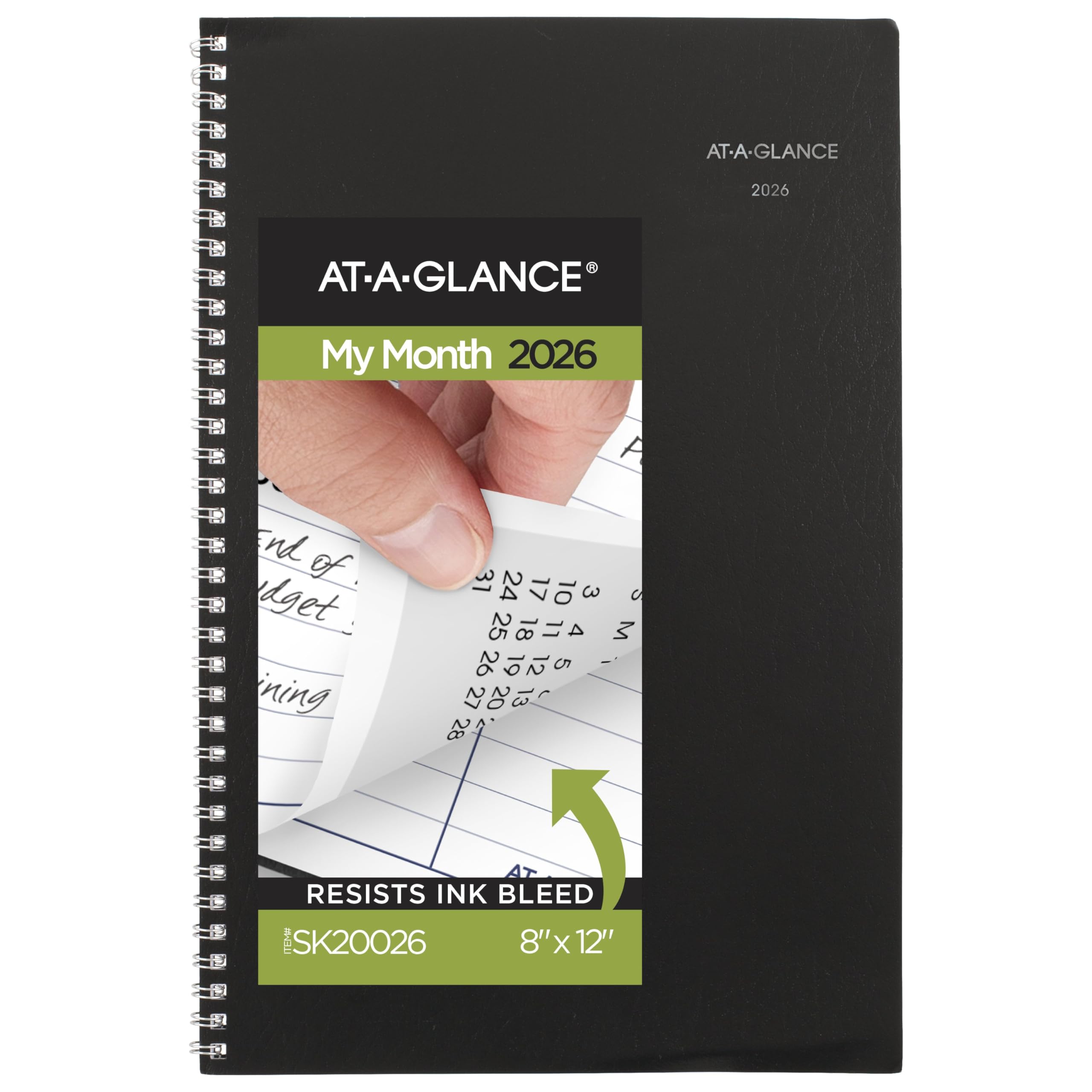 AT-A-GLANCE 2026 Planner, Monthly, 8" x 12", Large, DayMinder, Black (SK20026)
