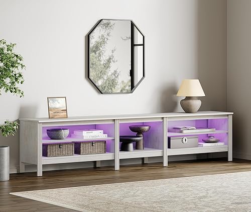 WAMPAT Soporte de TV LED para televisores de hasta 85 pulgadas, 16 centros de entretenimiento LED intercambiables para mesa consola de TV de 80, 90,