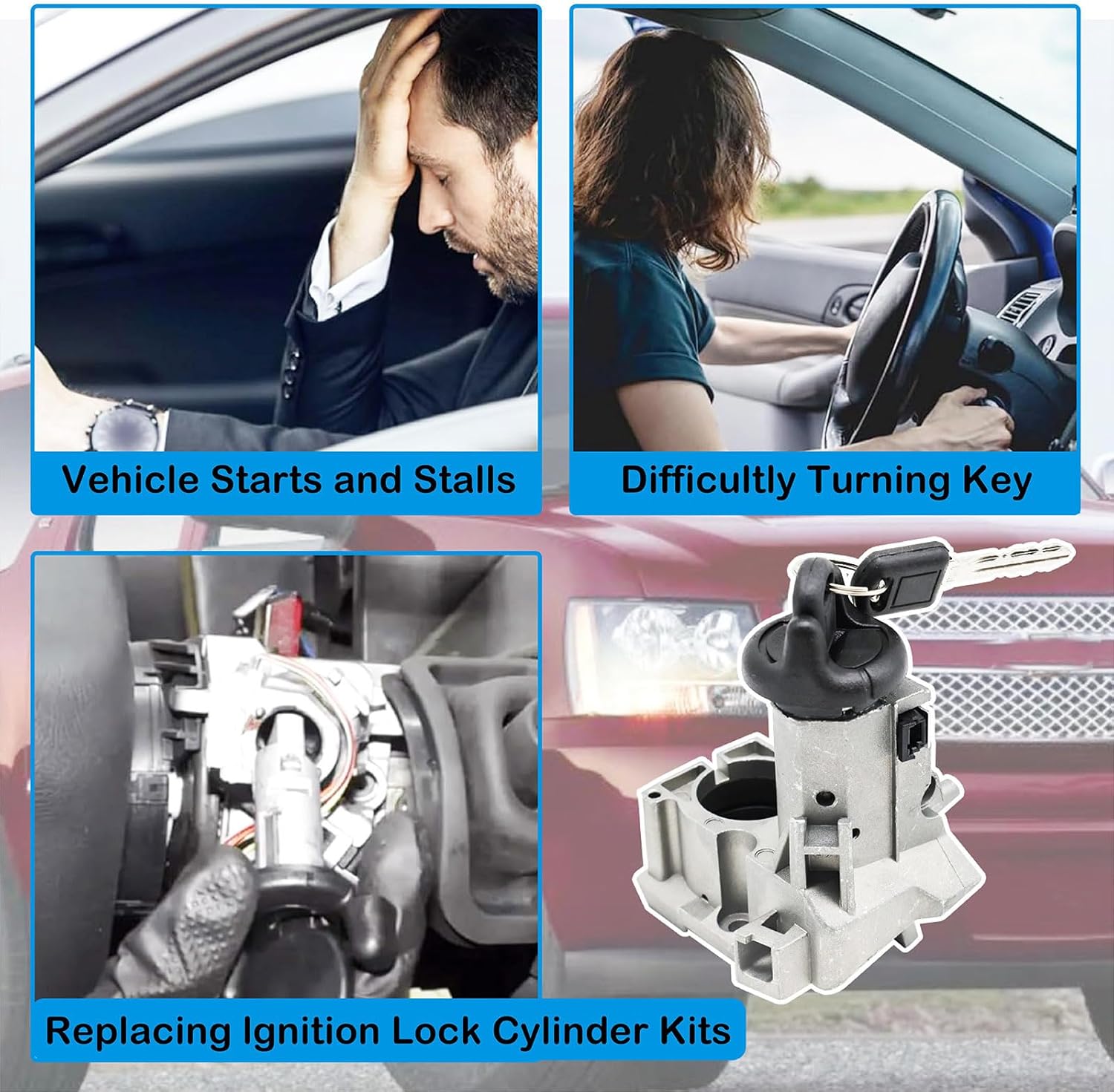 Ignition Lock Cylinder Assembly 924-720 Compatible With Select 1998-2002 Cadillac CHEVY GMC Models,Replaces ‎26049449