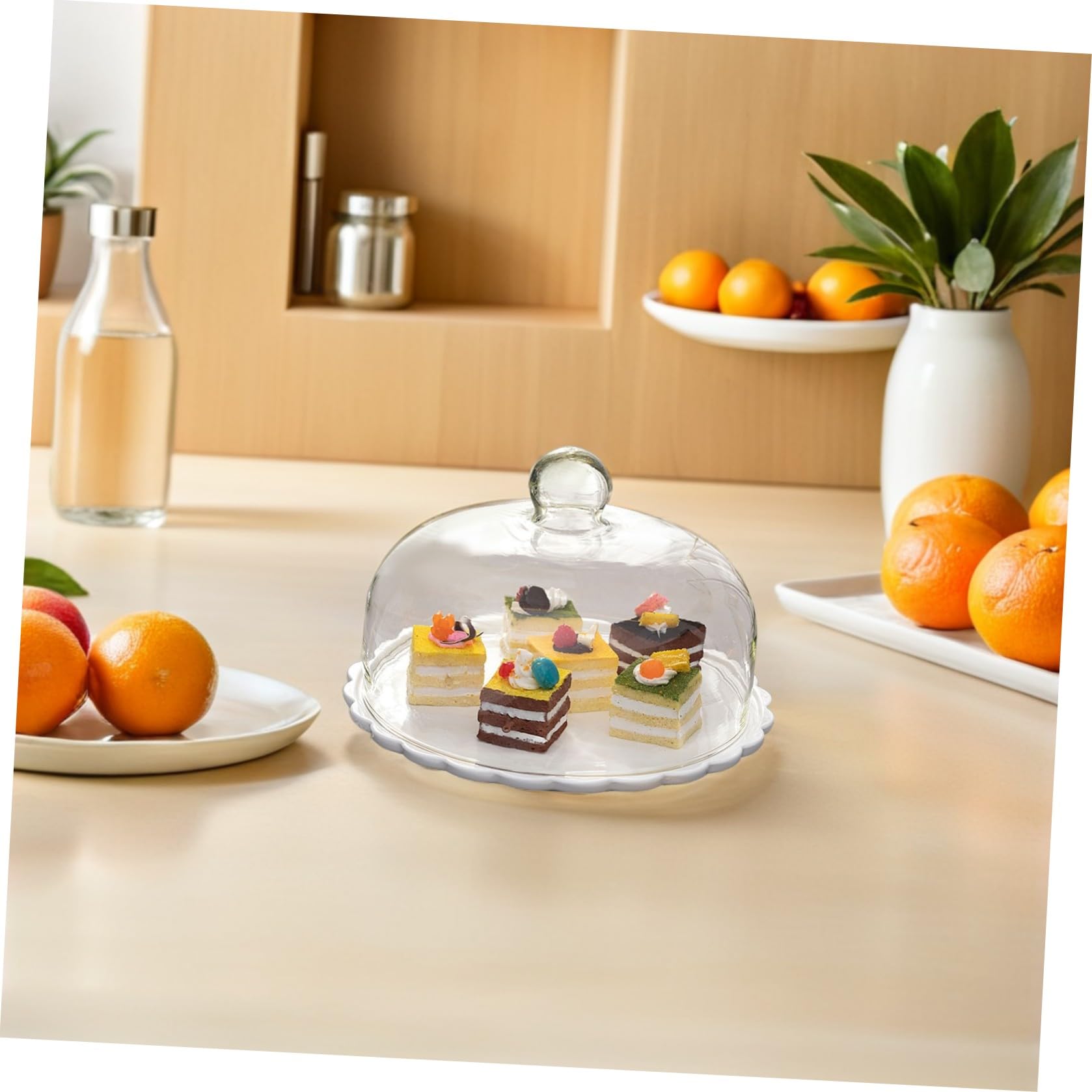 Tortenpräsentationsabdeckung 1 Satz Glas Keramik Weiß, Kuchenhauben