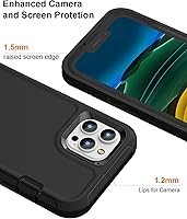 Vista 4 de FEIYAR HOME Funda resistente para iPhone 11 Pro Max con 2 protectores de vidrio templado, grado militar, a prueba de golpes, color negro