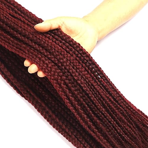 Miniatura 5 de Extensiones de cabello de ganchillo preenlazadas de 24 pulgadas, hechas a mano, 3 paquetes de extensiones de cabello trenzado de crothet para niñas