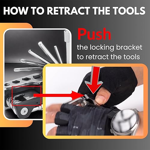 Miniatura 5 de USHAKE Kit de reparación multifunción portátil 20 en 1 para bicicleta con llaves hexagonales, palancas de neumáticos ligeras para ciclismo de