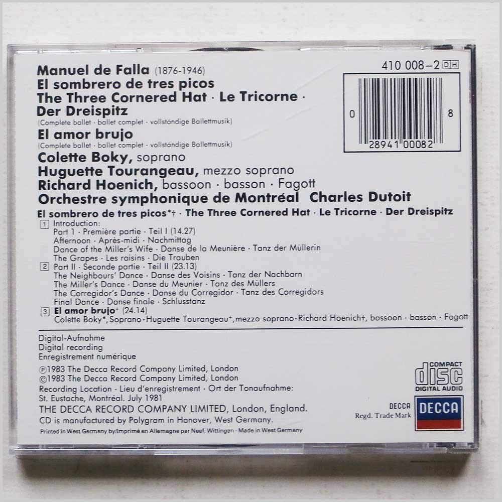 De Falla : The Three cornered hat / El amor Brujo