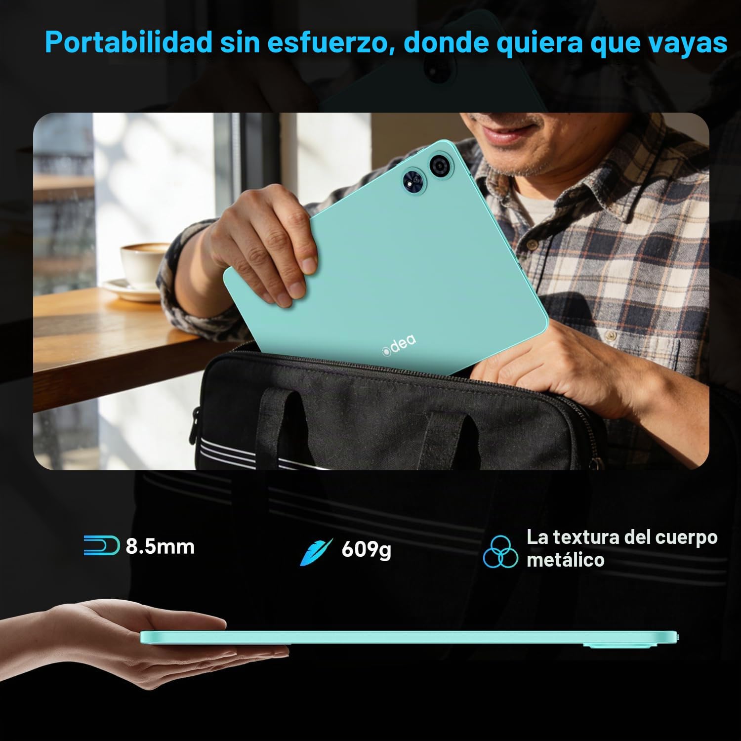 ODEA A12 Tablet 12 Pulgadas, Pantalla 2K, 2000X1200, 8000 mAh, Gemini AI, Widevine L1,12GB RAM + 128GB ROM, 13MP + 8MP, Octa-Core T7200, 5G WiFi, GPS, Android 15, Tablet con Lápiz y Funda