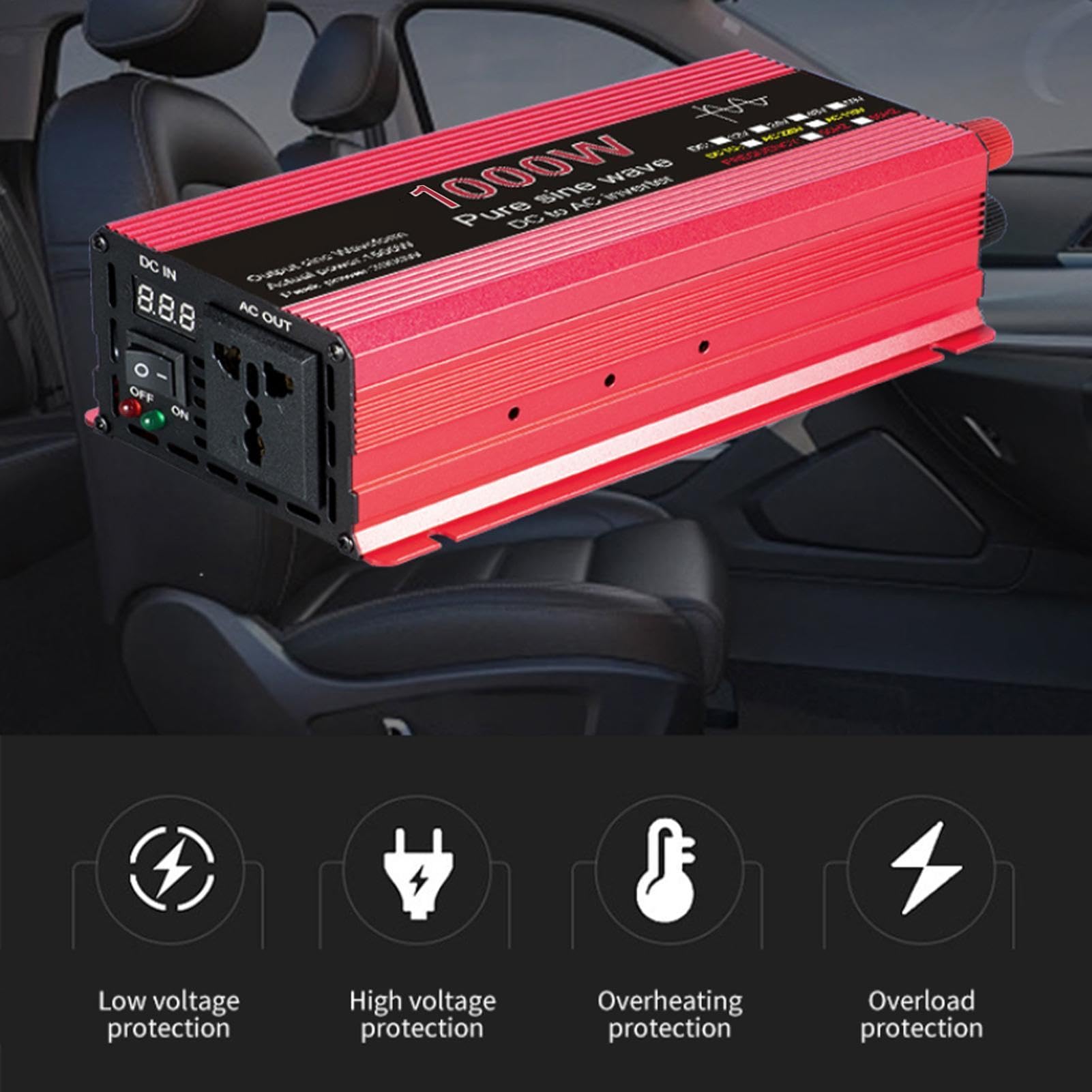 Inversor de Corriente,Adaptador convertidor de Coche Adaptador inversor de