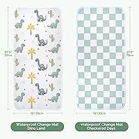 Vista 9 de haakaa Forro impermeable para cambiador, 100% algodón, suave y transpirable (2 piezas, 13 x 27.5 pulgadas, Dino Land+días a cuadros)