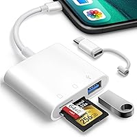 Vista 7 de Lector de tarjetas SD para iPhone iPad, Oyuiasle visor de tarjeta SD digital para cámara de vigilancia con ranura dual para MicroSD/SD, adaptador