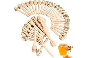 51 PCS Honey Dipper, 3 Inch Mini Wooden Honeycomb Sticks