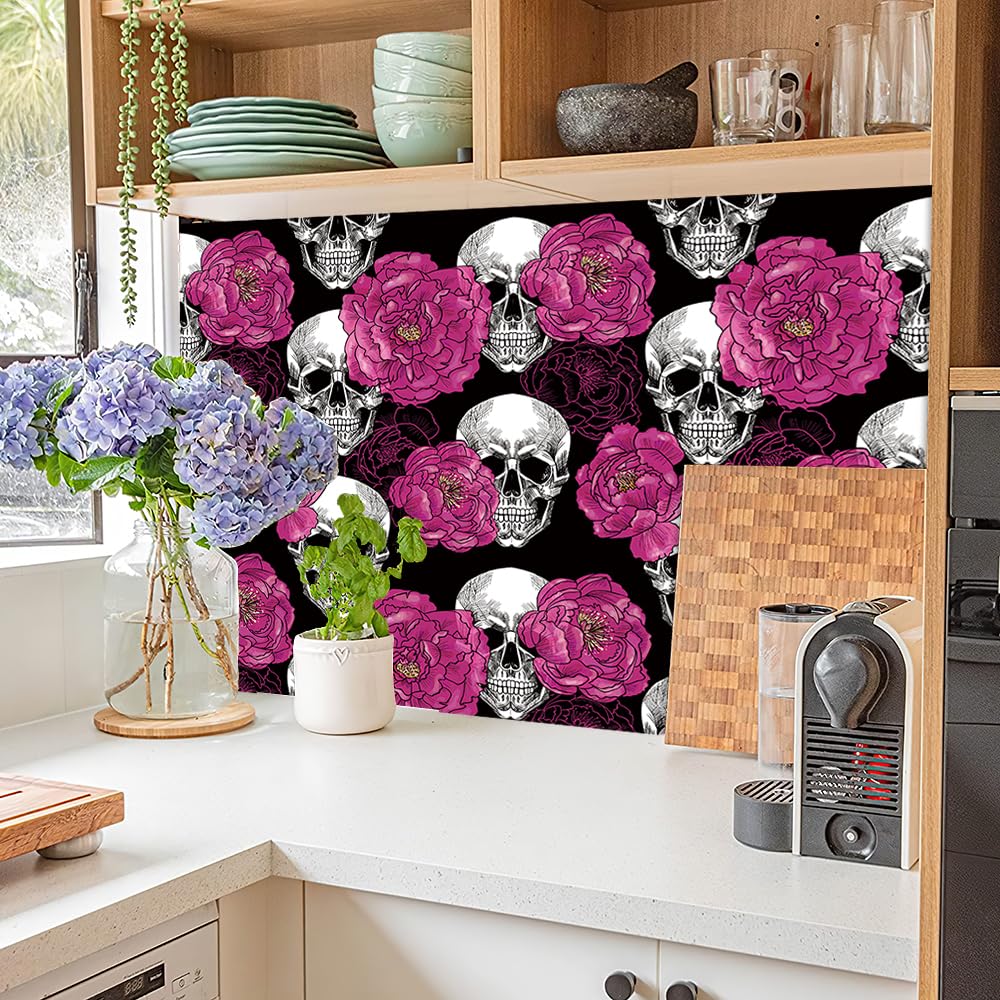 Rouleau De Papier Peint Auto-adhésif - Disney Cruella - Tête De Mort Noir - 45,7 Cm X