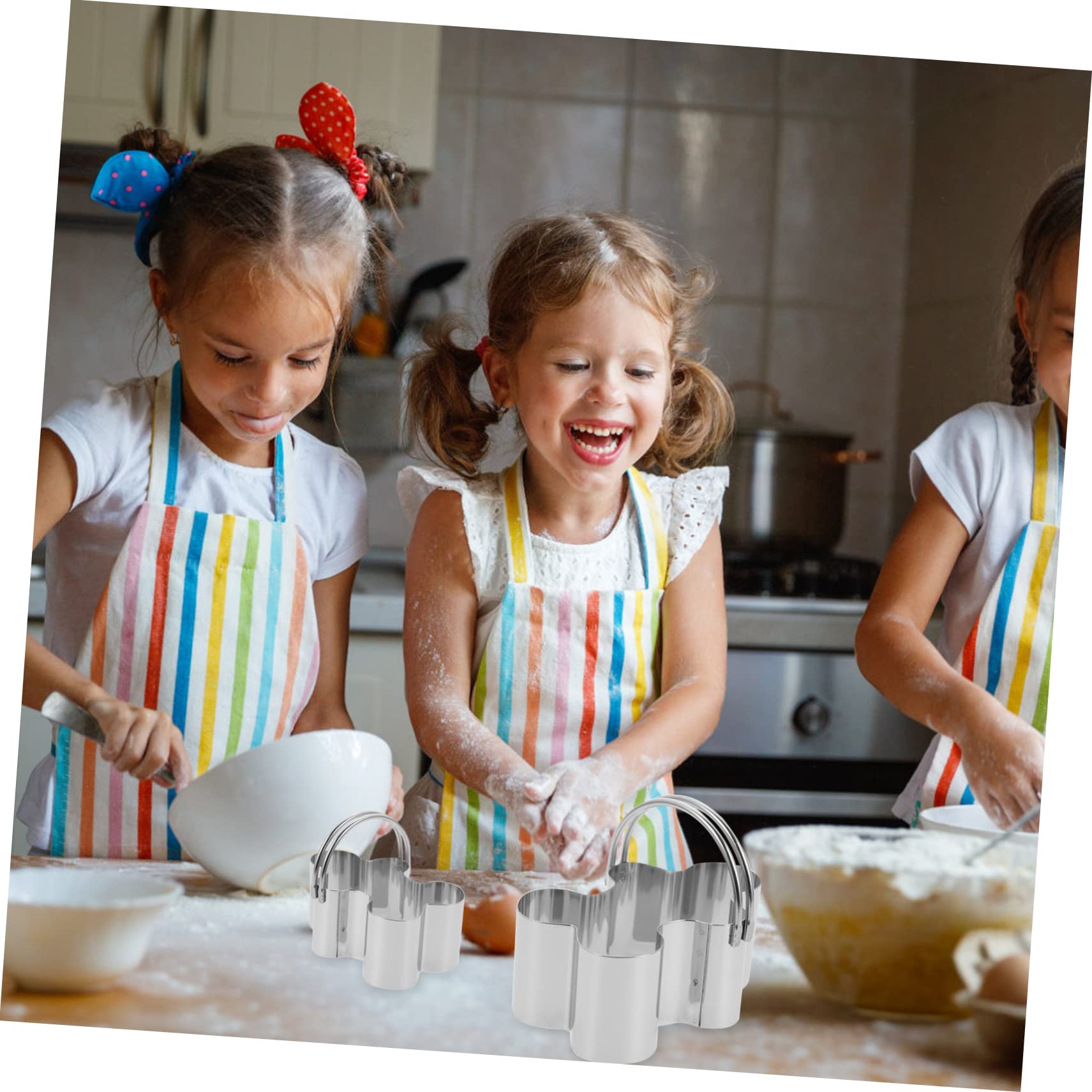 Amosfun 4 Ensembles Ensemble De 5 Anneaux De Mousse Biscuit Pâtisserie Emporte Piece Bonhomme D'épice Moule Gateau Coupe-gâteaux De Fête Emporte-pièce Acier Inoxydable 5 Pièces * 4