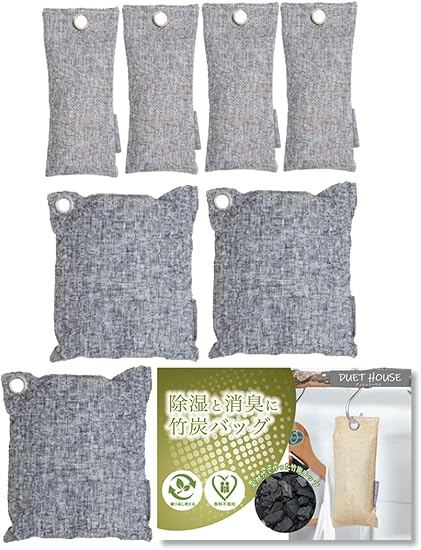 Amazon デュエットハウス インテリアコーディネーター推薦 湿気取り 冷蔵庫 トイレ 車 ペット 消臭 竹炭 除湿 乾燥 脱臭 靴 消臭剤 ペットインスタグラマー紹介品 大容量 75g ４ 0g 3 グレー デュエットハウス 除湿剤 乾燥剤