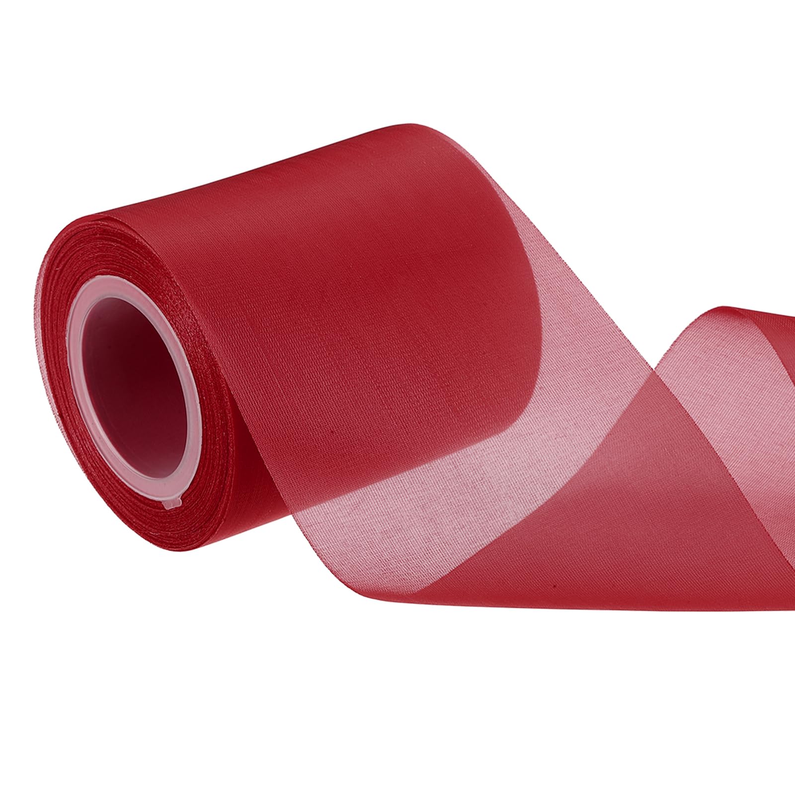 PATIKIL 3 Inch x 25 Yards Sheer Organza Ribbon, Solid Color Silk Chiffon Ribbon for Gift Wrapping Wedding Chair Sash Flower Bouquet Party Decoration Hair Bows Sewing Crafts, Wine Red